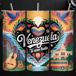 Venezuela Tumbler Wrap PNG - 20oz Skinny Sublimation Design - Venezuela Flag Termo Wrap - Patriotic Digital Download PNG