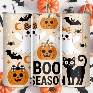 Halloween 40oz Tumbler Wrap PNG, Ghost 40oz Skinny Tumbler Sublimation Design, Spooky Season 40oz Tumbler PNG, Digital Download