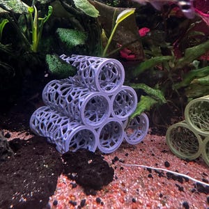 Voronoi Tube Cave for Aquarium | Shrimp, Catfish & Fish Hide | 3, 5 or 6 Tubes | Modern Fish Tank Decoration | Aquascaping Shelter