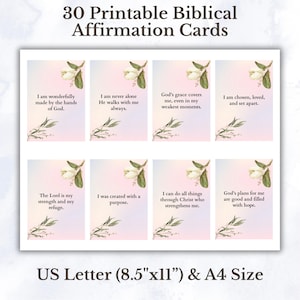 Cartões de Afirmação Bíblica, Citações das Escrituras Cristãs, Conjunto de Versículos Bíblicos, Baralho Religioso para Imprimir, Download Instantâneo, Presente de Fé