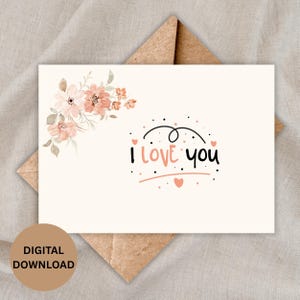 Karta miłosna z pastelowymi kwiatami, życzenia walentynkowe i rocznicowe, format 5x7, do pobrania w formacie PDF
