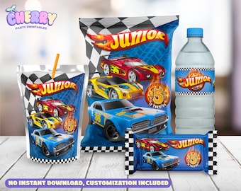 Race Cars Party Bundle - Chip Bag - Capri Sun labels - Water Bottle Labels – Rice Treats Labels - Not Instant Download - DIGITAL FILE