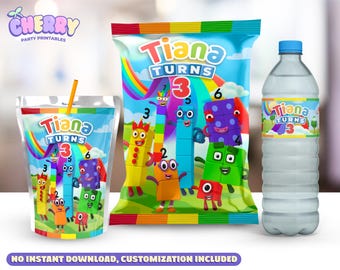 Blocks Party Bundle - Chip Bag - Capri Sun labels - Water Bottle Labels - Not Instant Download - DIGITAL FILE