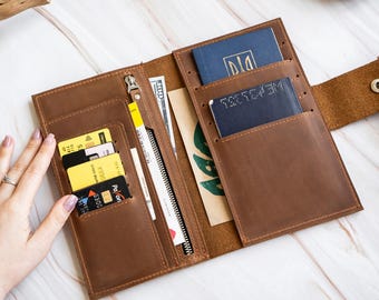 Leather family passport wallet, Personalized family passport holder, Family passport case, Travel passport wallet, Passport holder for 4