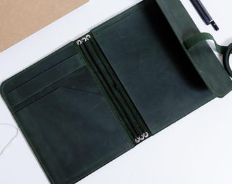 Leather journal cover refillable, Trifold journal cover leather, Personalized notebook cover, Leather notebook holder, Leather bound journal