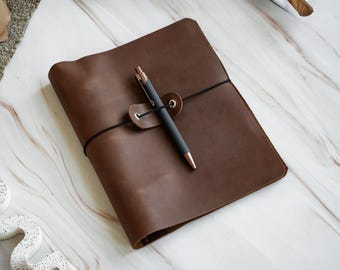 Custom leather binder journal, Leather ring binder notebook, Monogrammed leather binder, Planner with rings, 6 ring binder planner