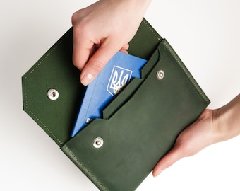 Personalized leather cash envelope, Cash envelope wallet, Large slim leather wallet, Leather money wallet, Leather cash holder, Money sleeve