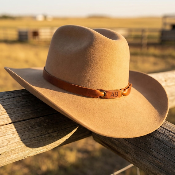 Brown Leather Hat Band, Cowboy Hat Band, Western Hat Strap, Personalized Hat Band, Cowgirl Hat Accessory, Rodeo Hat band, Western accessory