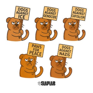 Tieraktivist-Aufkleber - Katzen- und Hundeprotest-Vinyl-Aufkleber - Antikriegs-, Abschaffungs-ICE, Pro-Palästina, Anti-Genozid-Glossy-Aufkleber