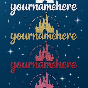 Gepersonaliseerde op Disney geïnspireerde vinylsticker | Aangepaste naamsticker | Lettertype Magisch kasteel | Laptop, bidon, beker, planner