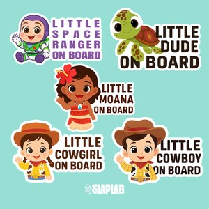 Baby on Board Aufkleber - Disney inspiriert - Niedliche Autoaufkleber für Mütter und Kinder. Buzz, Woody, Nemo, Moana, Jessie. Spielzeug Story. Tik-Tok, Geschenke