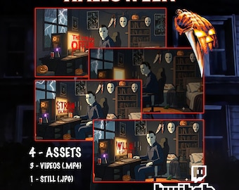 Michael Myers Twitch Stream Screens: Halloween Slasher Overlay (MP4 & JPG)