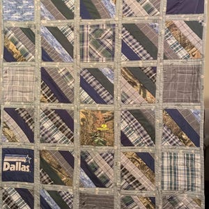 Memory quilt made from loved ones clothing