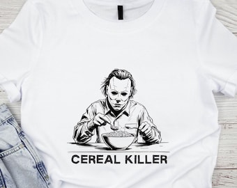 Cereal Killer Halloween T-Shirt, Funny Michael Myers Parody Shirt, Horror Movie Tee, Scary Costume Top, Halloween Graphic Tee