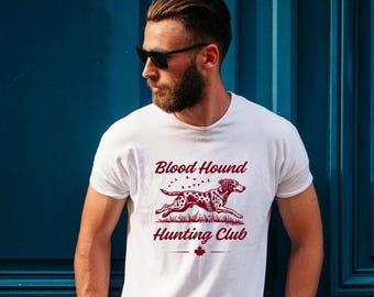 Camiseta retro del club de caza Bloodhound: camiseta gráfica vintage para amantes de la naturaleza