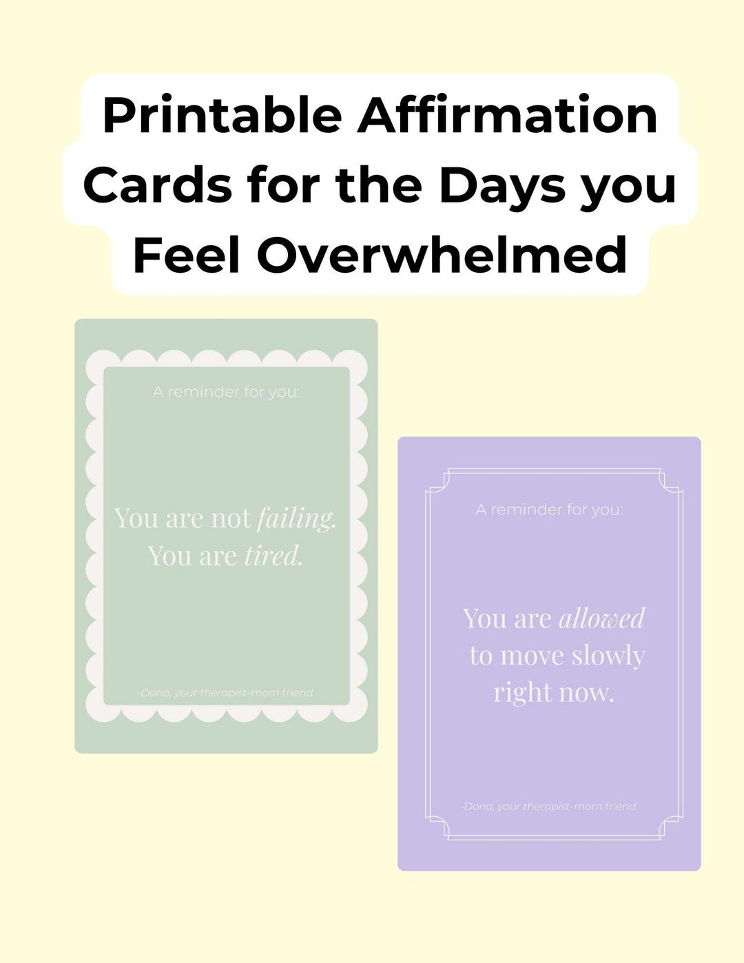 Printable Affirmation Cards for Anxiety & Overwhelm | Therapist ...