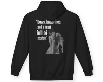 Bows Butterflies Heart Full of Sparkle Hoodie | Angel Illustration, Gothic Quote