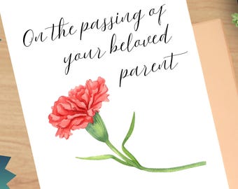 Printable Sympathy Funeral Greeting Card, Loss of Parent, Sympathy Card, Generic Card, Foldable Card, 8.5x11 Folds to Size 4.25 x 5.5
