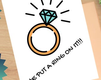 Printable Wedding Engagement Greeting Card, Card for Anyone, Generic Card, Foldable Card, Funny Card, 8.5x11 Folds to Size 4.25 x 5.5