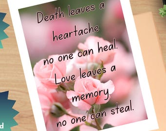 Printable Sympathy Funeral Greeting Card, Loss of Spouse, Sympathy Card, Generic Card, Foldable Card, 8.5x11 Folds to Size 4.25 x 5.5