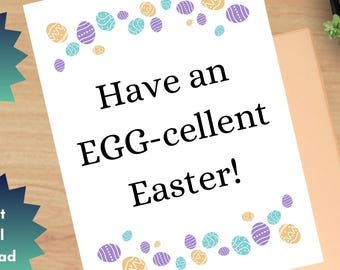 Printable Blank Easter Card for Anyone, 8.5 x 11 Folds to Size 4.25 x 5.5