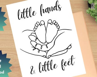 Printable New Baby Greeting Card, Baby Shower, Expecting, Boy or Girl, Foldable Card, Sentimental Card, 8.5x11 Folds to Size 4.25 x 5.5