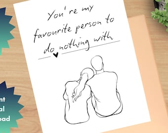 Printable Anniversary Greeting Card, Card for Partner, Generic Card, Foldable Card, Sentimental, Black Ink, 8.5x11 Folds to Size 4.25 x 5.5