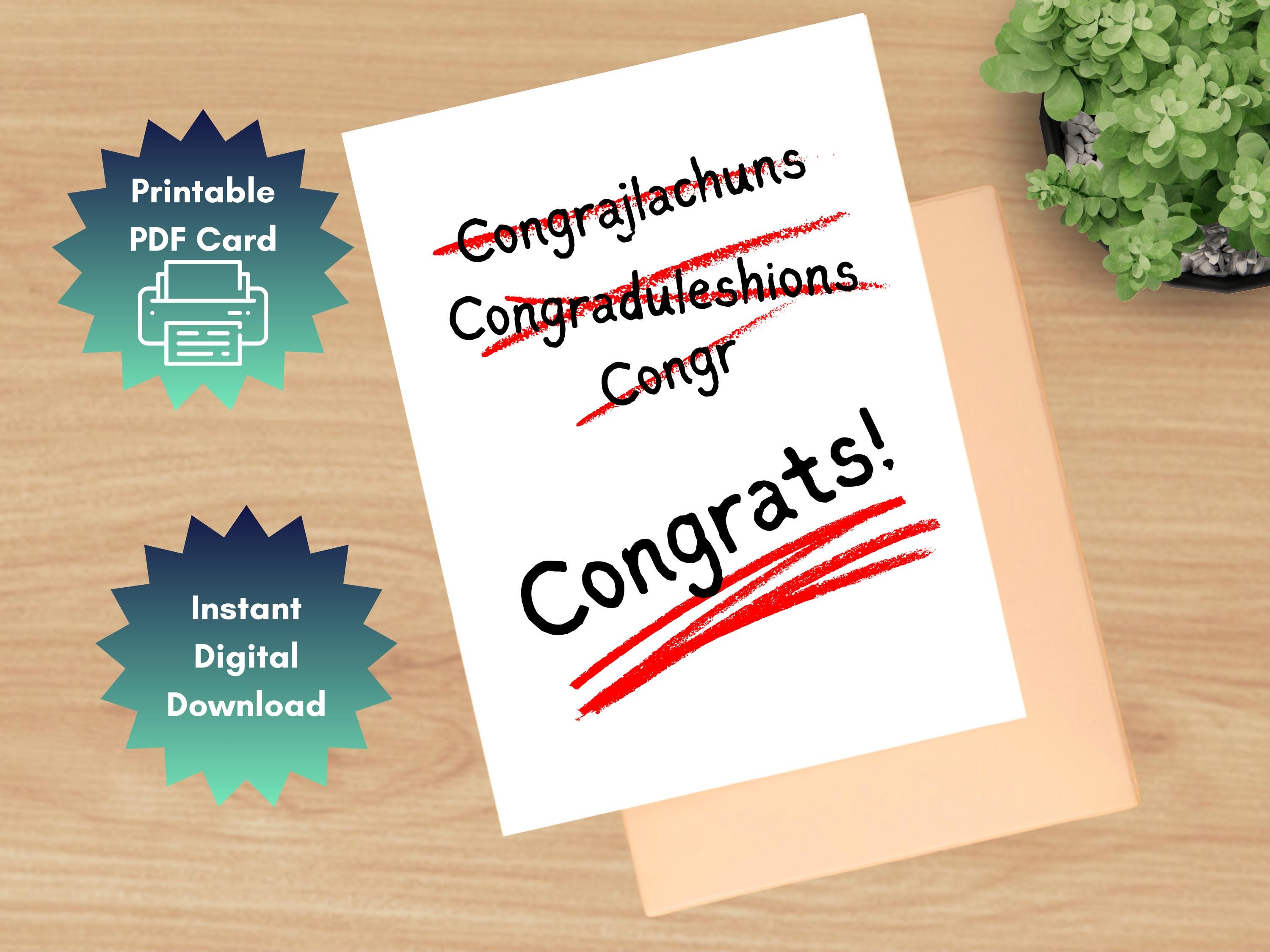Printable Congratulations Greeting Card, Card for Anyone, Funny ...