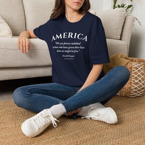 Camiseta unisex estadounidense / Frase de Ronald Reagan / Agradecimiento a las Fuerzas Armadas imagen 9