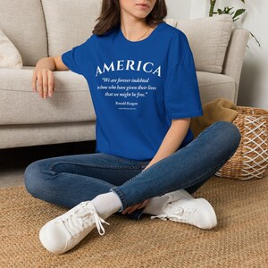 Camiseta unisex estadounidense / Frase de Ronald Reagan / Agradecimiento a las Fuerzas Armadas imagen 8