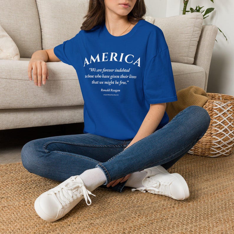 Camiseta unisex estadounidense / Frase de Ronald Reagan / Agradecimiento a las Fuerzas Armadas imagen 8