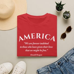 Camiseta unisex estadounidense / Frase de Ronald Reagan / Agradecimiento a las Fuerzas Armadas imagen 5