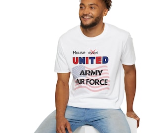 Military House UNITED not divided | Unisex Softstyle Tee (personalize with any 2-3 branches)
