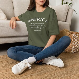 Camiseta unisex estadounidense / Frase de Ronald Reagan / Agradecimiento a las Fuerzas Armadas imagen 7