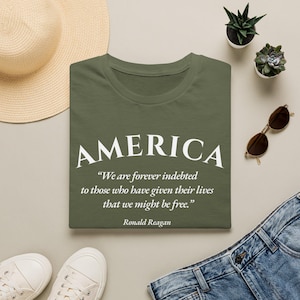 Camiseta unisex estadounidense / Frase de Ronald Reagan / Agradecimiento a las Fuerzas Armadas imagen 1