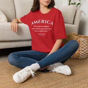 Camiseta unisex estadounidense / Frase de Ronald Reagan / Agradecimiento a las Fuerzas Armadas imagen 10