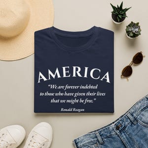 Camiseta unisex estadounidense / Frase de Ronald Reagan / Agradecimiento a las Fuerzas Armadas imagen 4