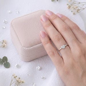 Tiny Heart Stacking Ring Simple Silver Love Ring for Everday