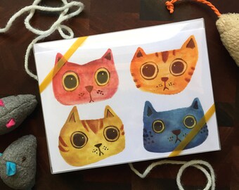 GREETING CARDS | Watercolor Cats | Set of 6