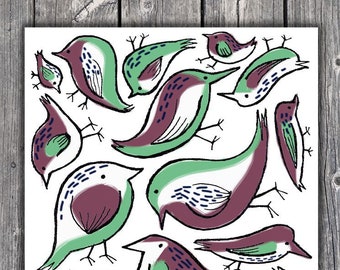 SALE * PRINT | Birds of a Feather (Purples & Greens) | 11X14