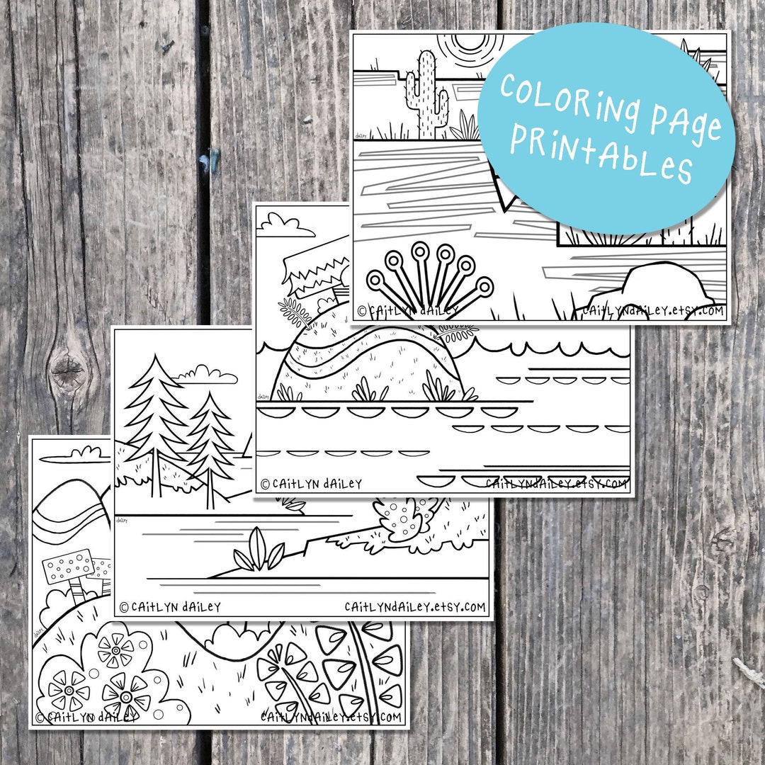 PRINTABLES | Four Pdfs | Original Coloring Pages - Etsy