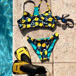 Leuke atletische bikini, sportieve badkleding, tweedelig trainingsprogramma, racerbackset, surfbikini, sportbadpak, lage taille, top met striksluiting, XL