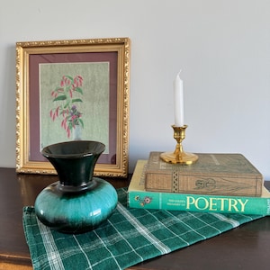 Vintage Blue Mountain Pottery Vase – Green Drip Glaze – Flared Neck – Canadian Pottery