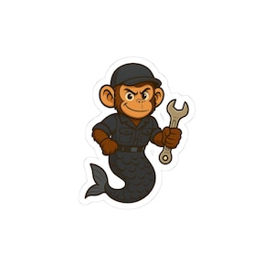 Mermaid Grease Monkey Kiss-Cut Stickers | Fun Vinyl Decals for Laptops, Water Bottles, Journals, Gifts
