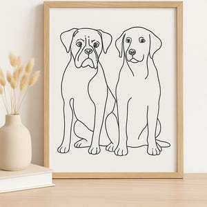 Retrato de arte lineal personalizado / Dibujo de una sola línea de mascota o persona / Ilustración minimalista personalizada / Regalo único para cualquier ocasión