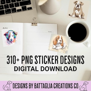 Digital Dog Stickers Downloads Stickers Dog Mom Dog Lover Animal Stickers, Planner Stickers, Fun Stickers PNG, Puppy, Digital, Sticker Pack