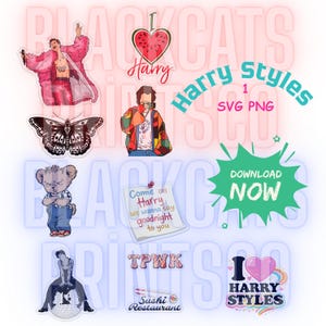 ハリー・スタイルズにインスパイアされたステッカーパック | TPWK ポップミュージックファン向けクリップアート (PNG SVG)
