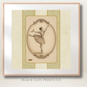 Vintage Ballerina Wall Art Print Set – Ballet Dancer Illustration, Digital Download & Unframed Poster for Home Decor -Retro, French Wall Art