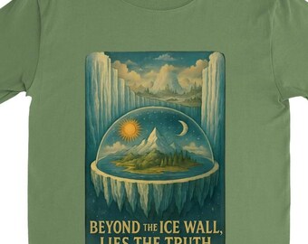Vintage Flat Earth Map T-Shirt: Ice Wall Conspiracy Graphic