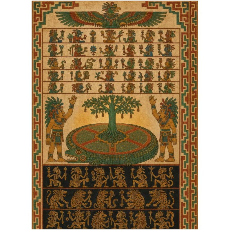 Maya Cosmology Tapestry | Codex World Tree Wall Art | Etherfolk image 1